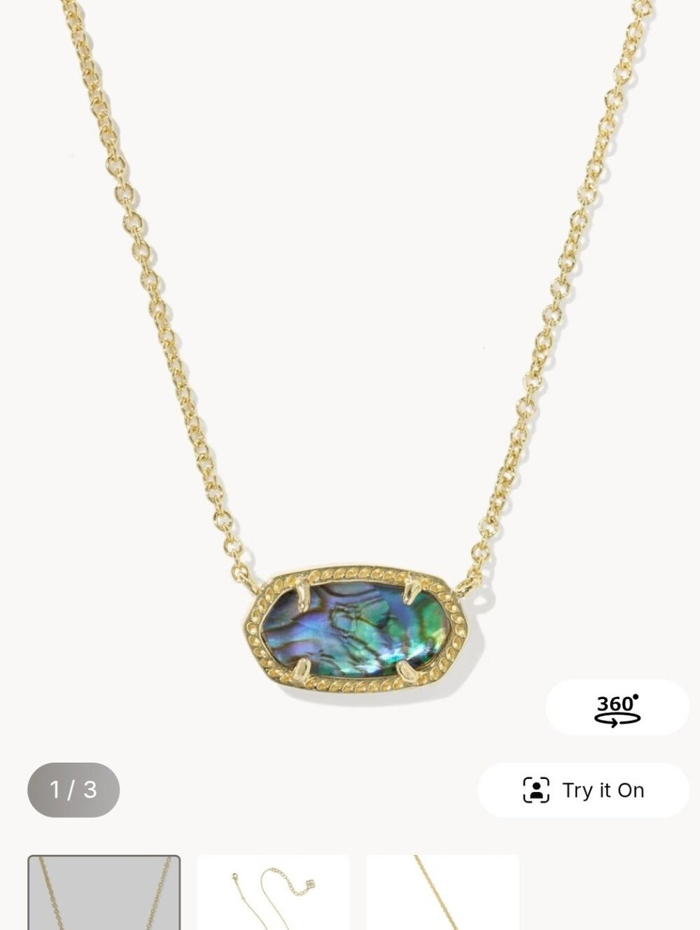 Kendra Scott Gold Toned STERLING SILVER 925 Necklace - Abalone Shell "ELISA"